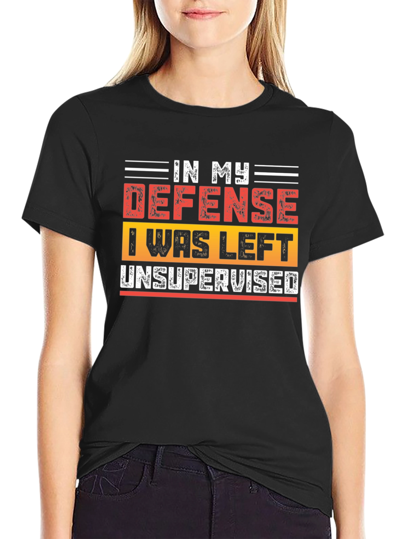 Black Funny "In My Defense" Graphic Tee view 2