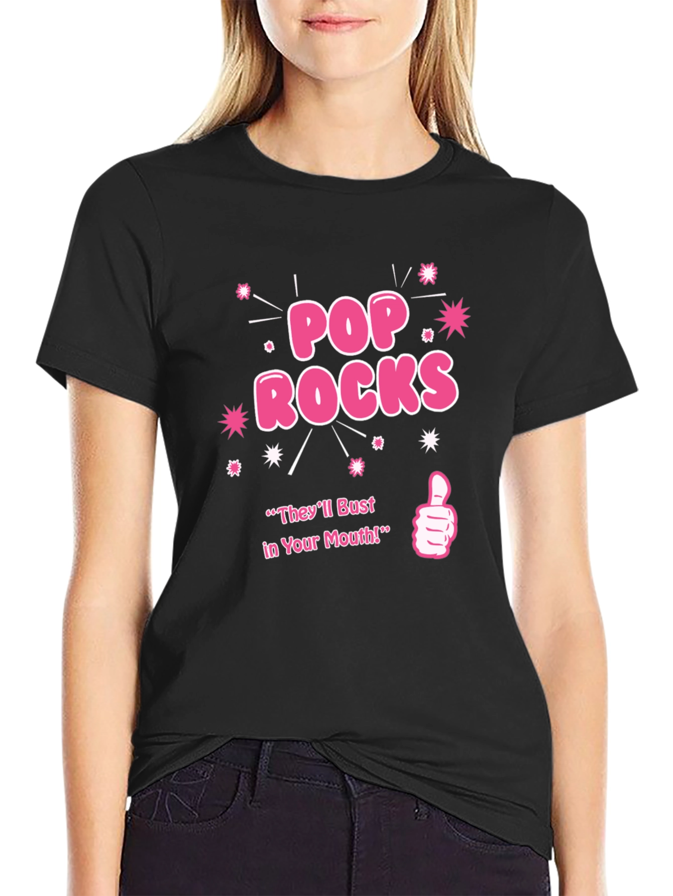 Black Pop Rocks Graphic Novelty T-Shirt view 2