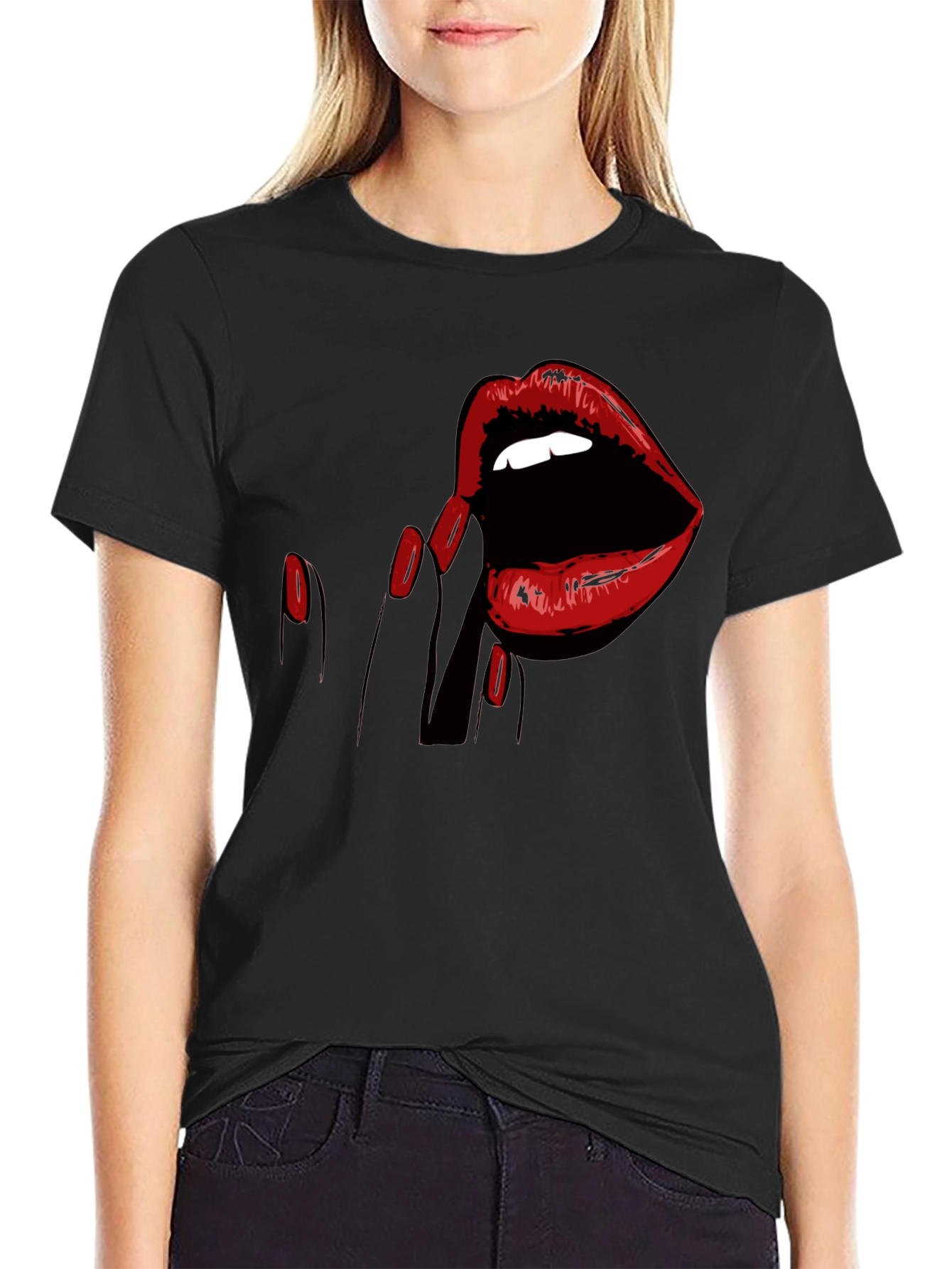 Black Lip Service Graphic Tee - Bold & Edgy Style view 2