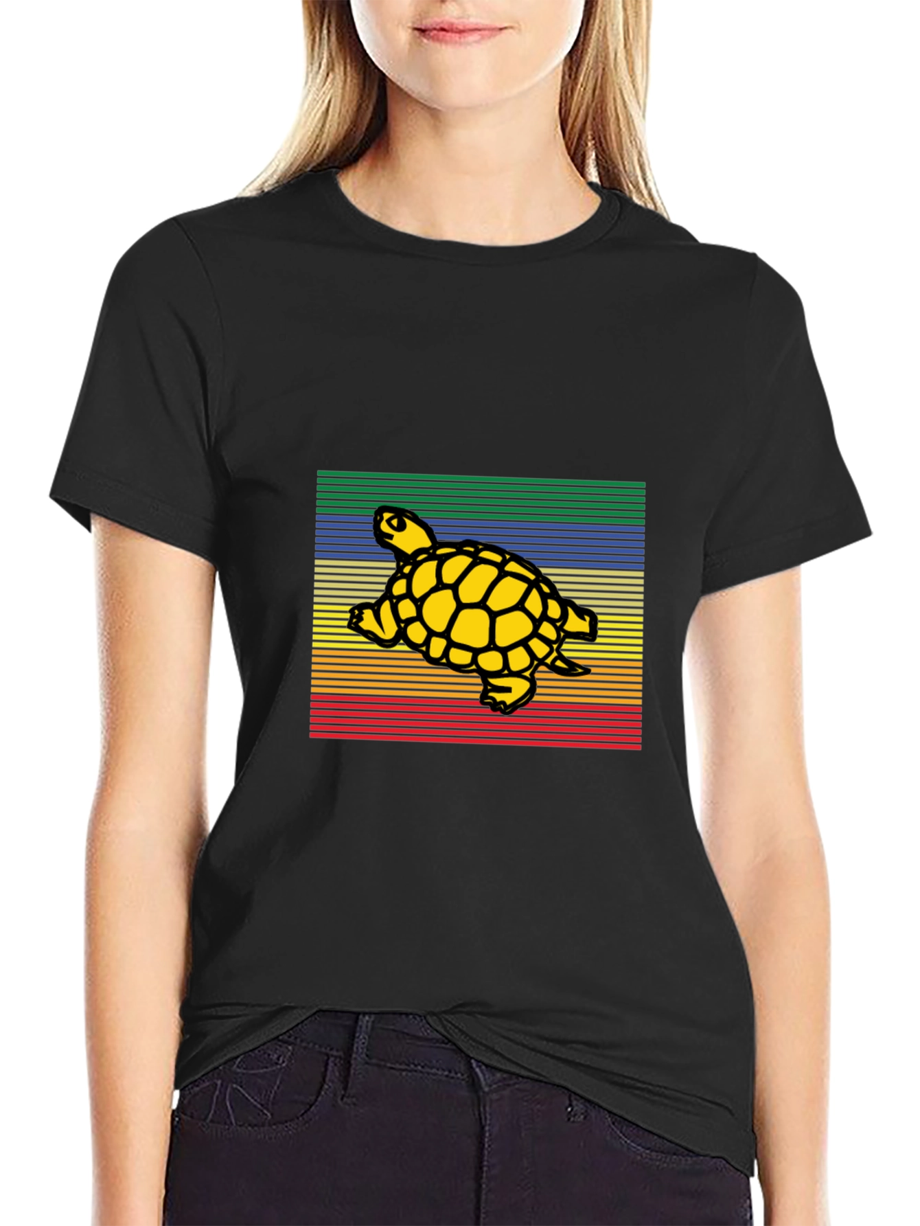 Black Retro Turtle Graphic T-Shirt view 2