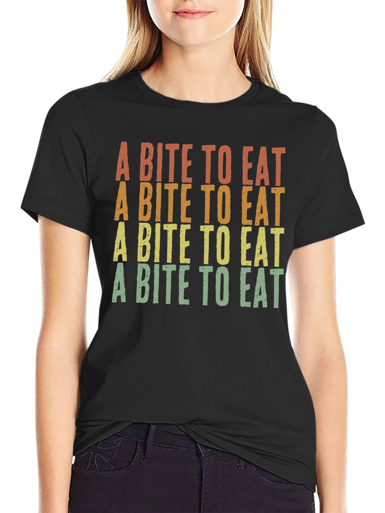 Black A Bite To Eat Retro Graphic T-Shirt view 2
