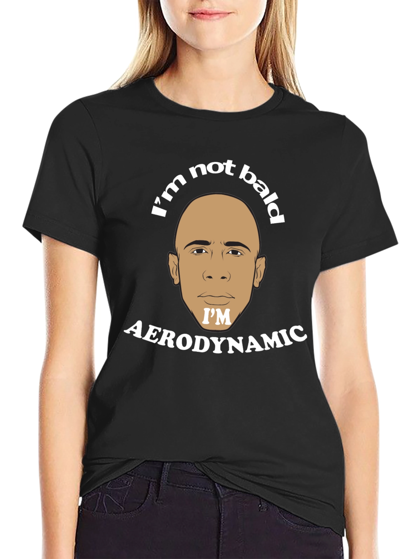 Black I'm Not Bald I'm Aerodynamic Graphic T-Shirt view 2