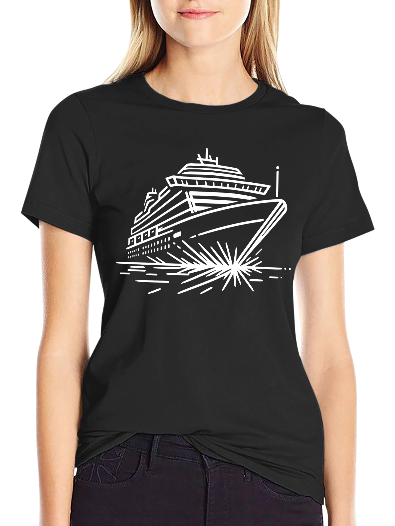 Black Cruise Ship Graphic T-Shirt view 2