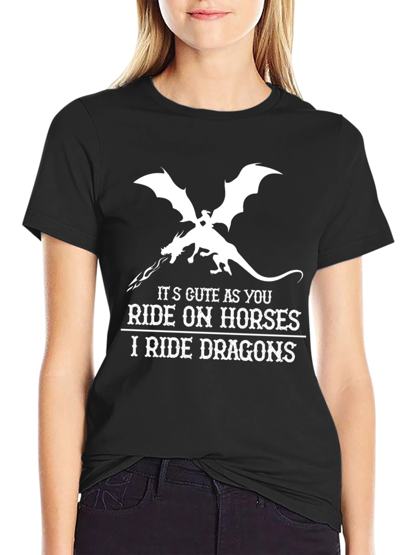 Black I Ride Dragons T-Shirt - Fantasy Graphic Tee view 2