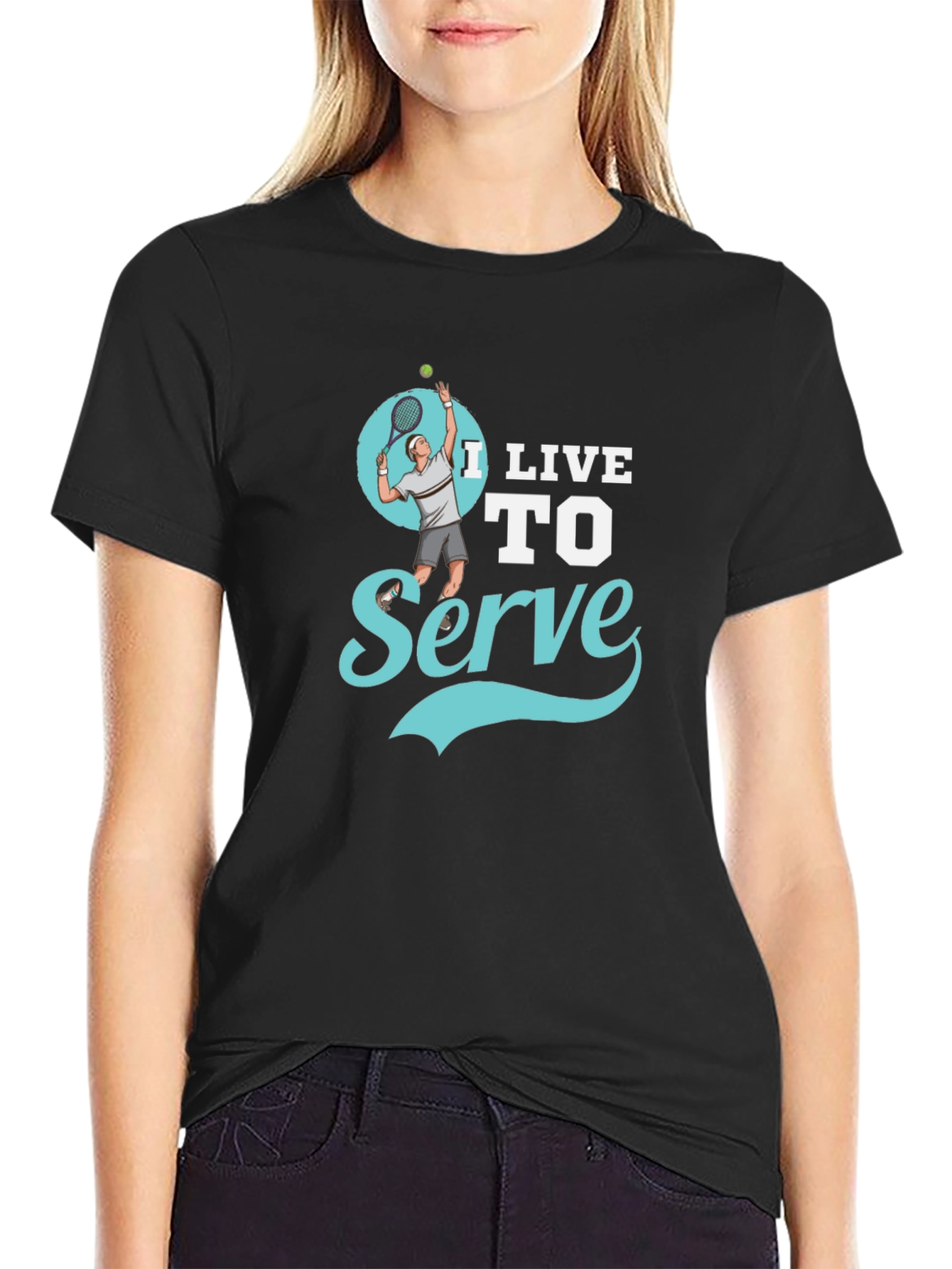 I Live to Serve Black Graphic T-Shirt - 2