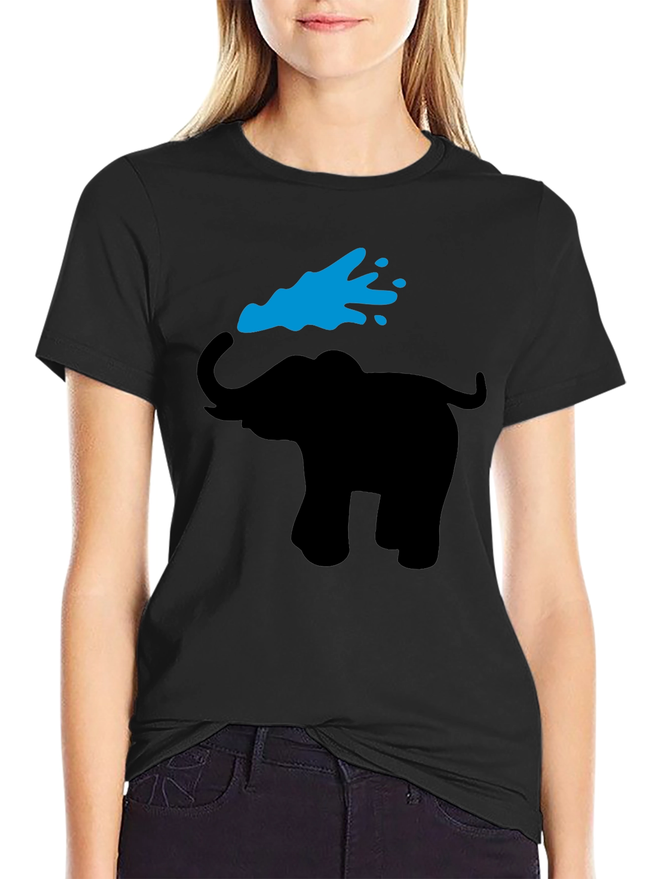 Black Elephant Graphic Tee - Black Cotton T-Shirt view 2
