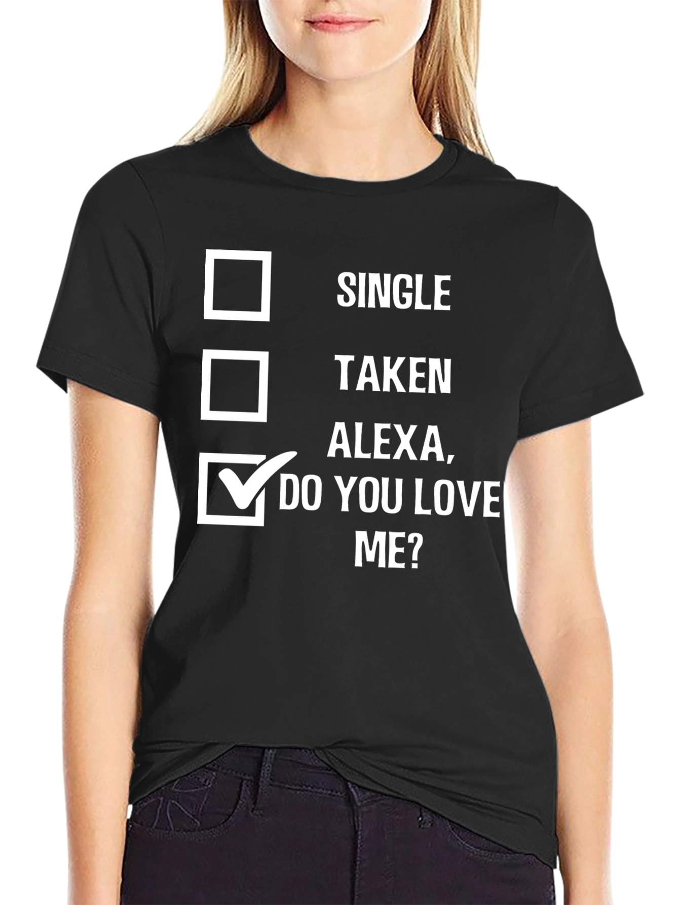 Black Funny Alexa Do You Love Me T-Shirt view 2