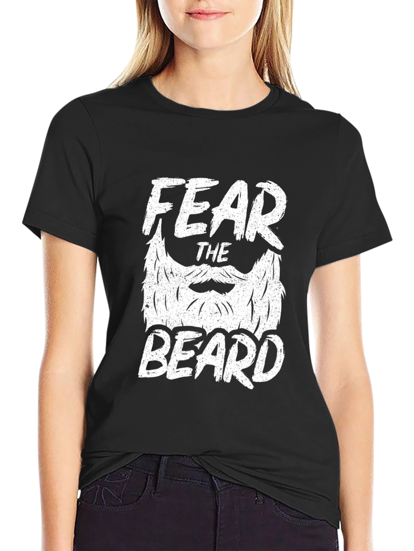 Black Fear The Beard Graphic T-Shirt - Black Crew Neck Tee view 2