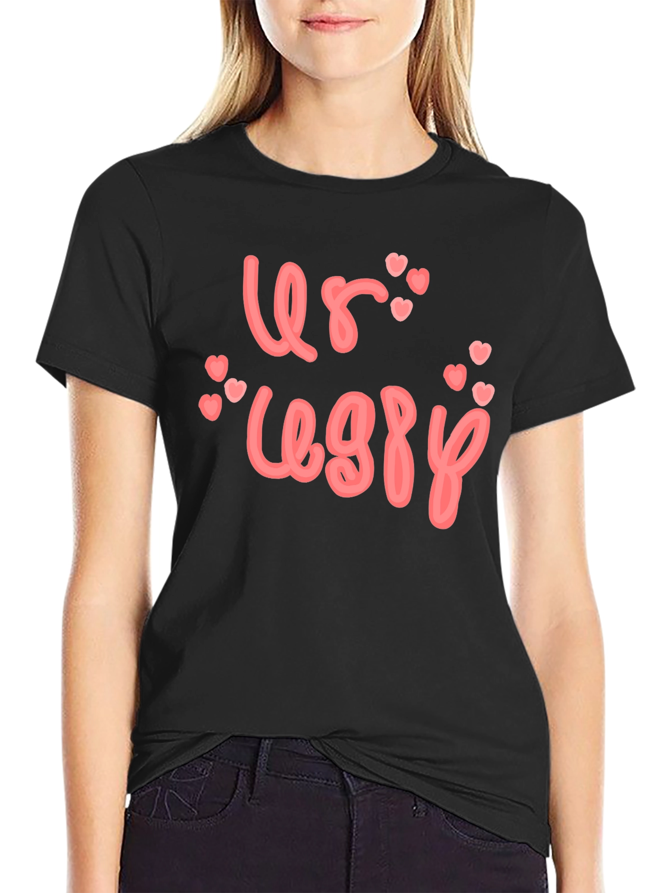 Black Ur Worthy Graphic Tee - Soft Black Cotton T-Shirt view 2