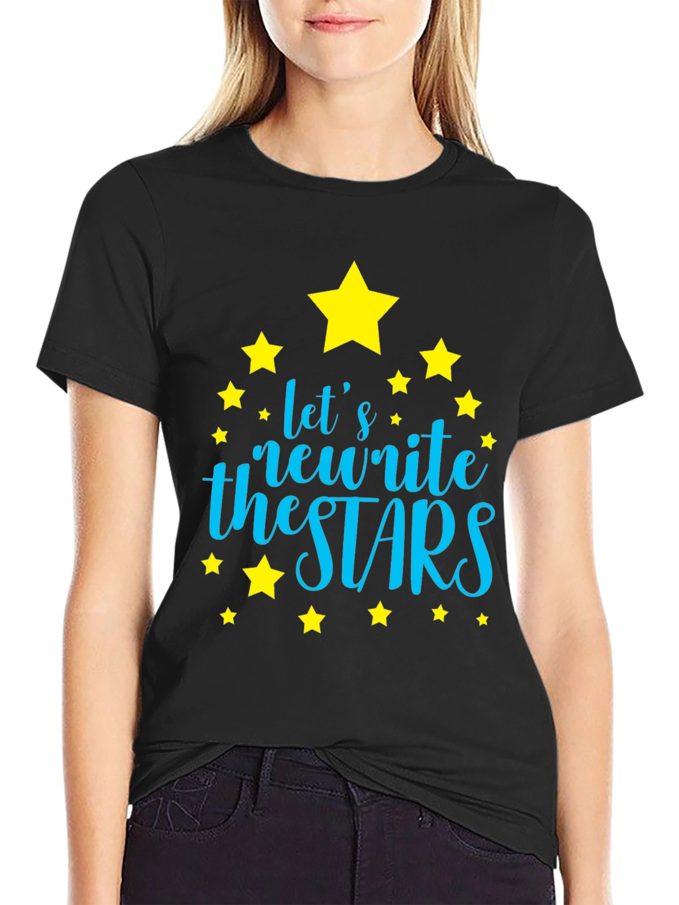 Black Let's Rewrite the Stars T-Shirt - Trendy Graphic Tee view 2