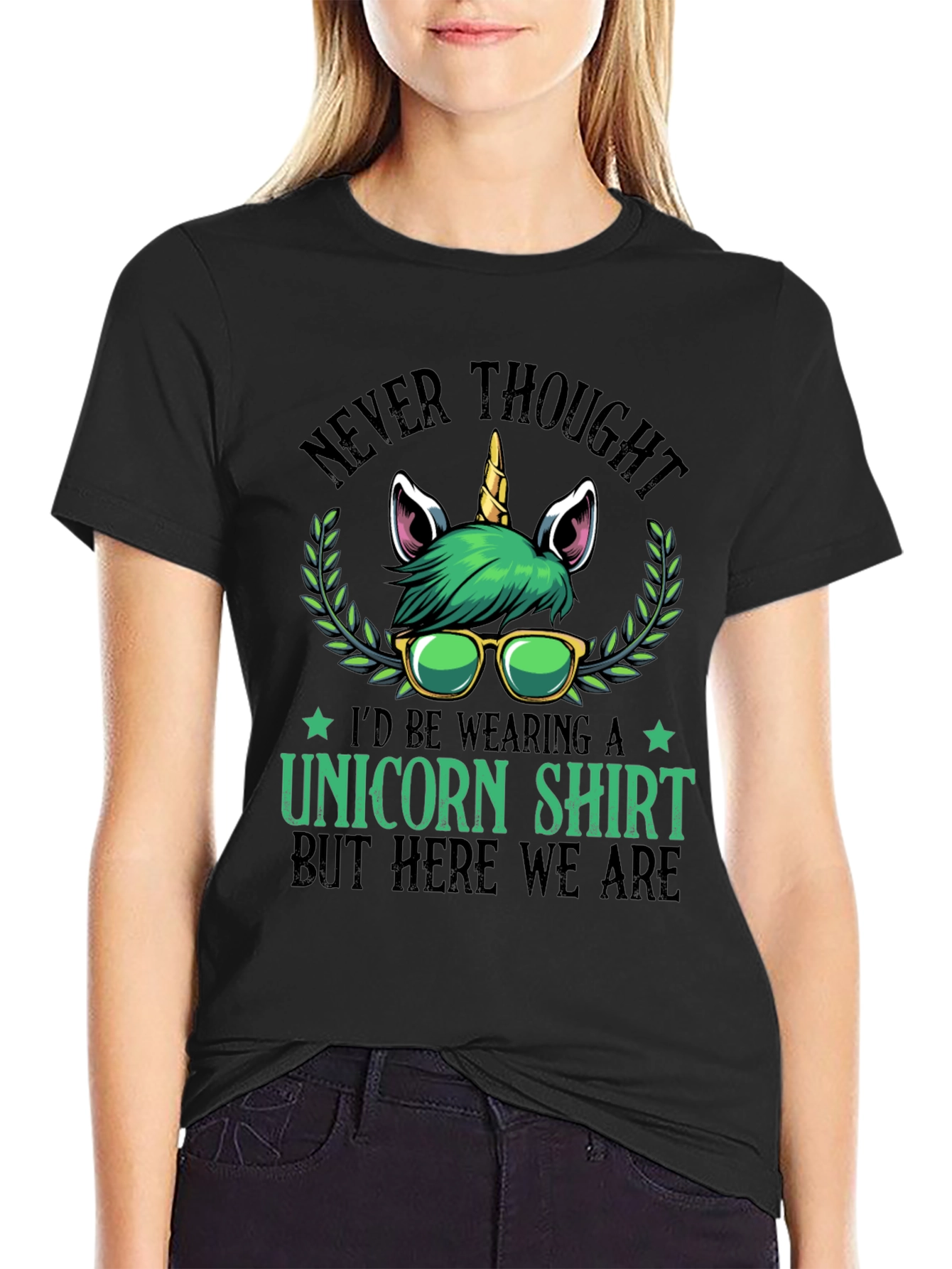 Black Never Thought Unicorn Shirt view 2