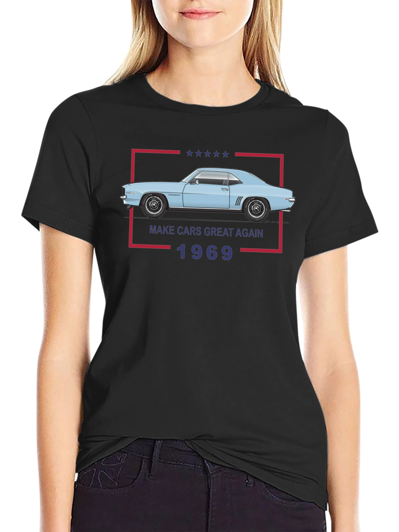 Black Make Cars Great Again 1969 Black T-Shirt view 2