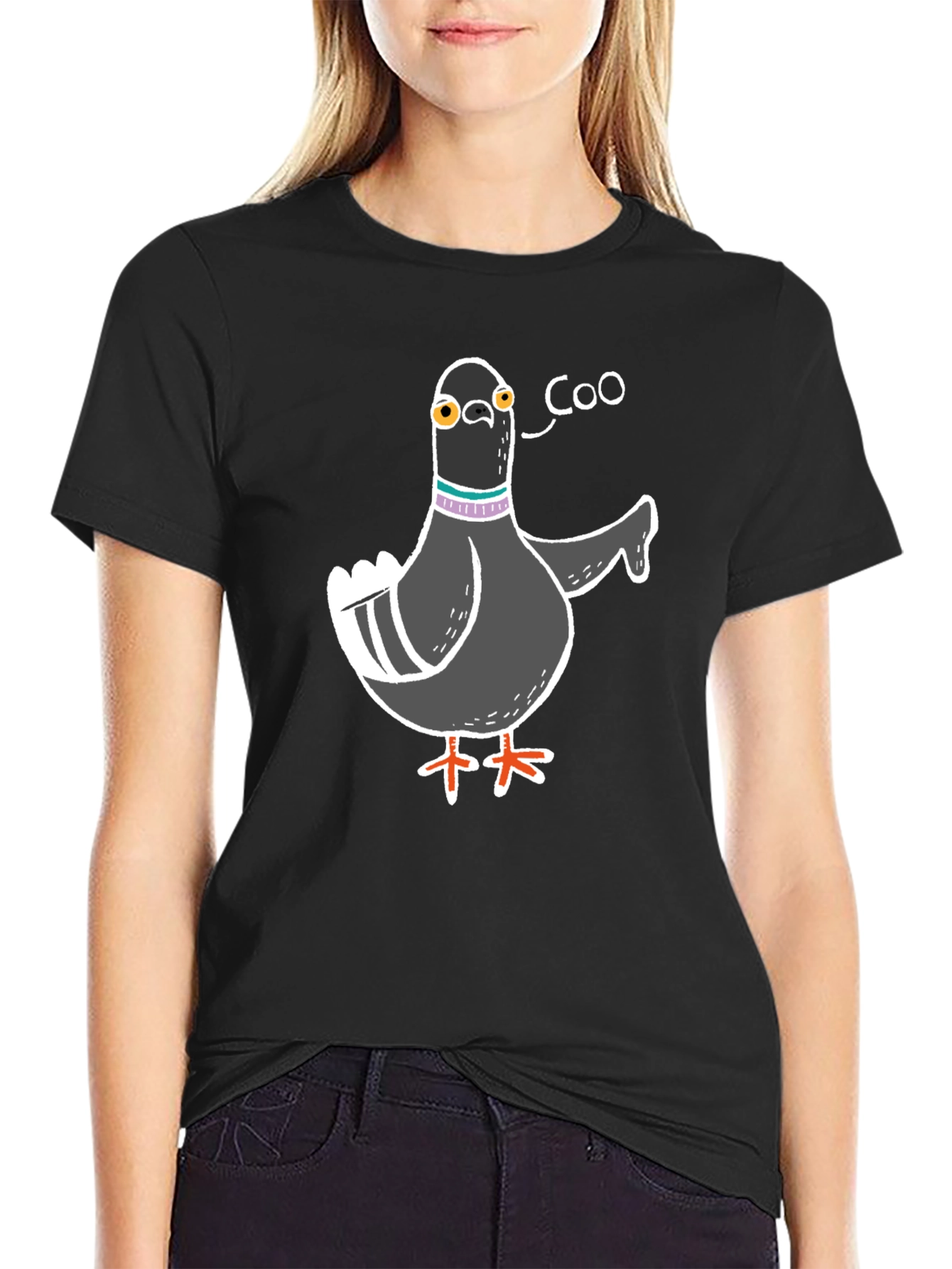 Black Funny Pigeon Coo T-Shirt - Unique Bird Lover Gift view 2