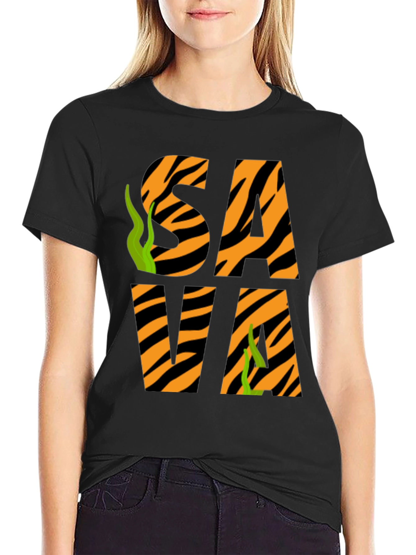 Black Sava Tiger Stripe T-Shirt view 2