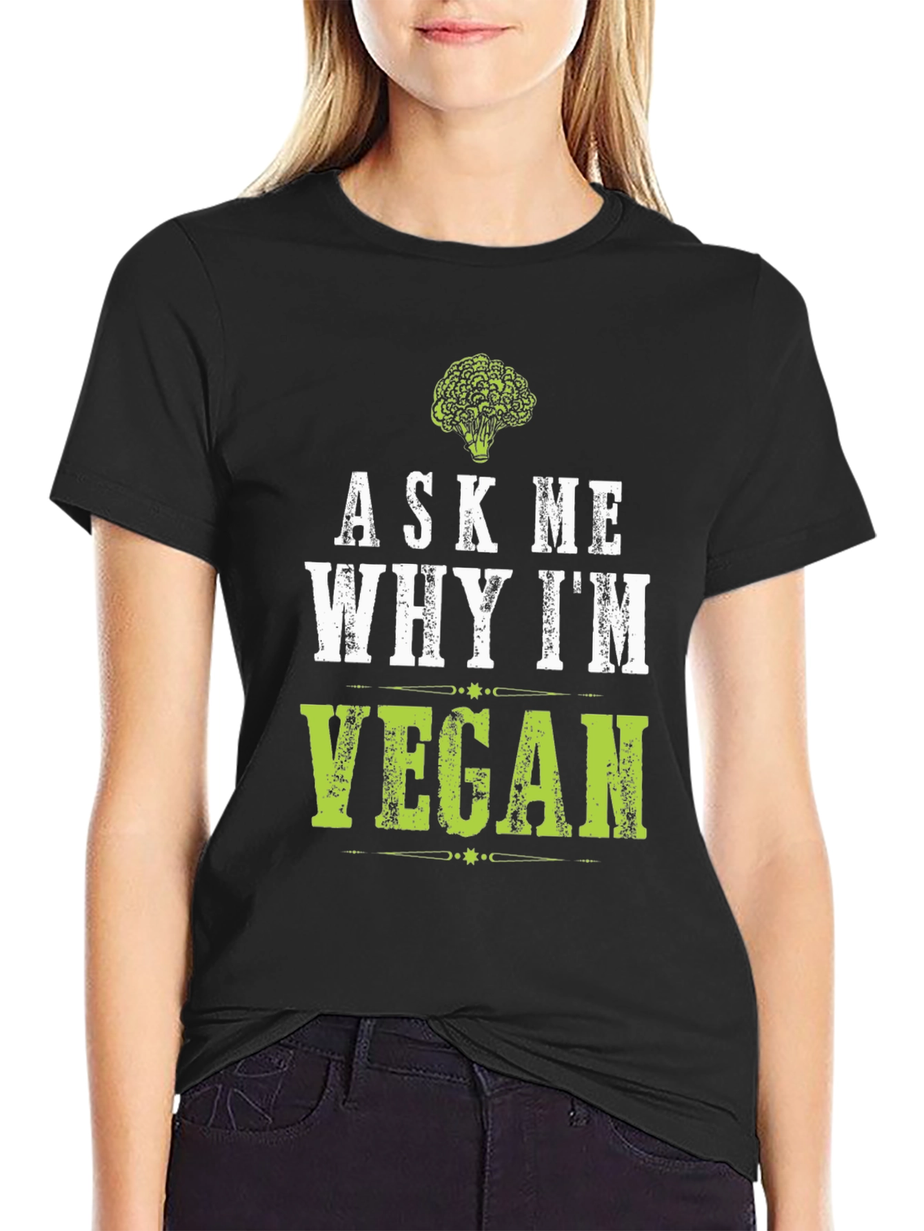 Black Ask Me Why I'm Vegan T-Shirt view 2
