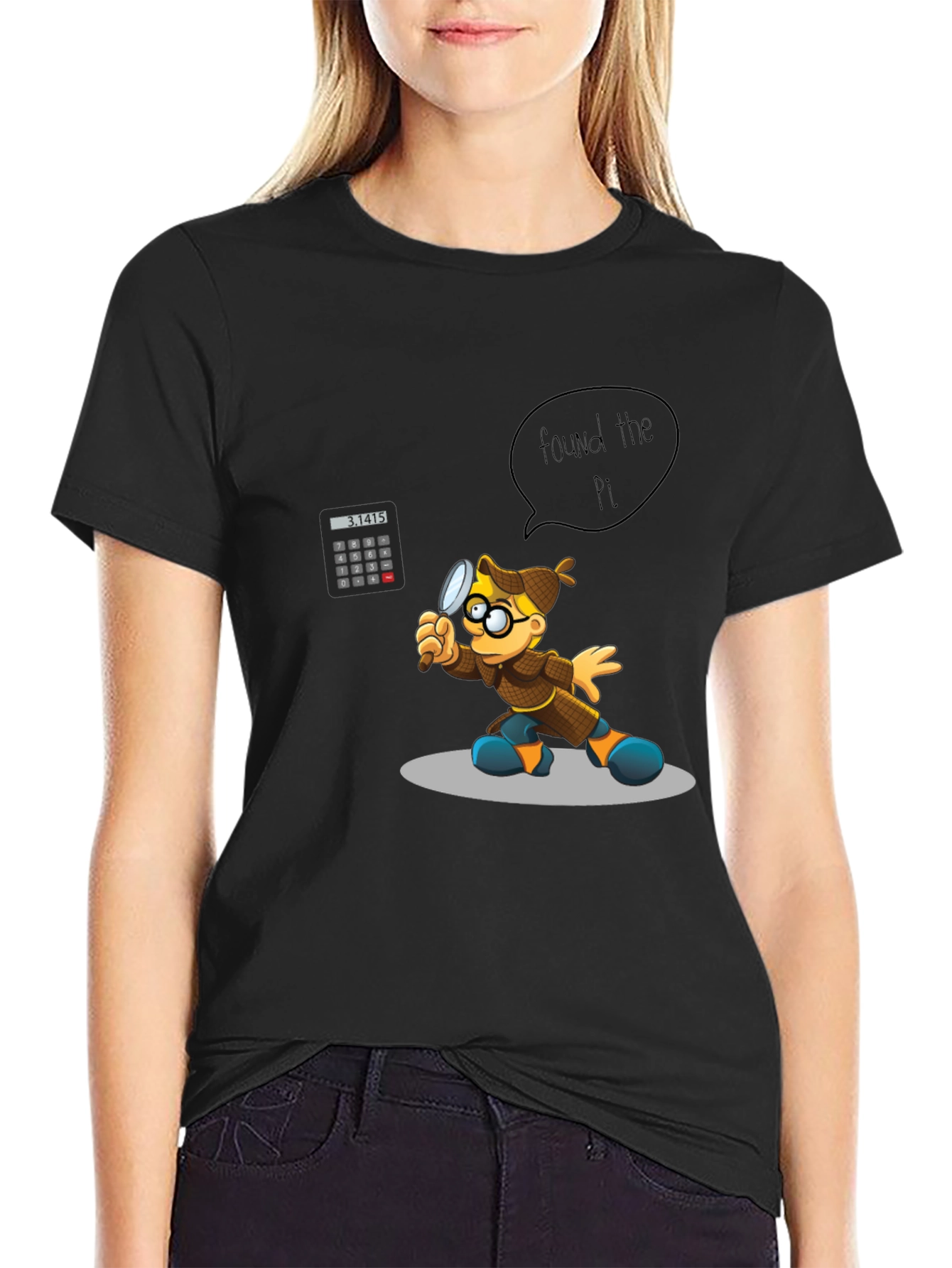 Black Found the Pi T-Shirt - Math Detective Design view 2