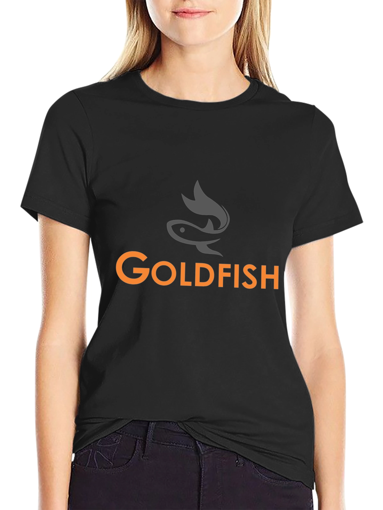 Black Goldfish Graphic Tee - Black Cotton T-Shirt view 2