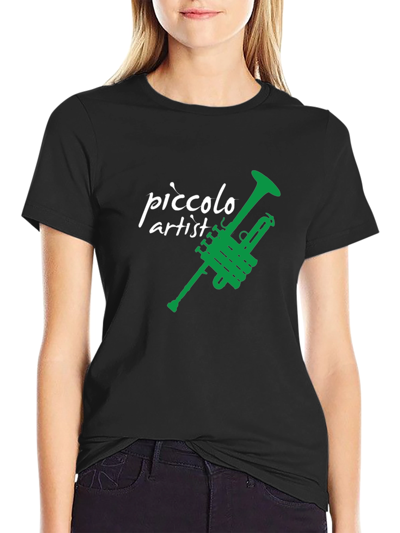 Black Piccolo Artist Trumpet Graphic Tee - Black view 2