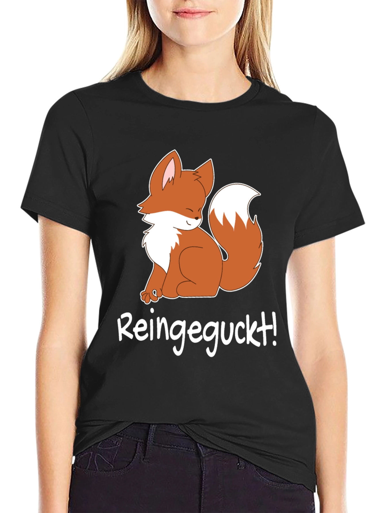 Black Cute Fox Graphic T-Shirt - Reingeguckt! view 2