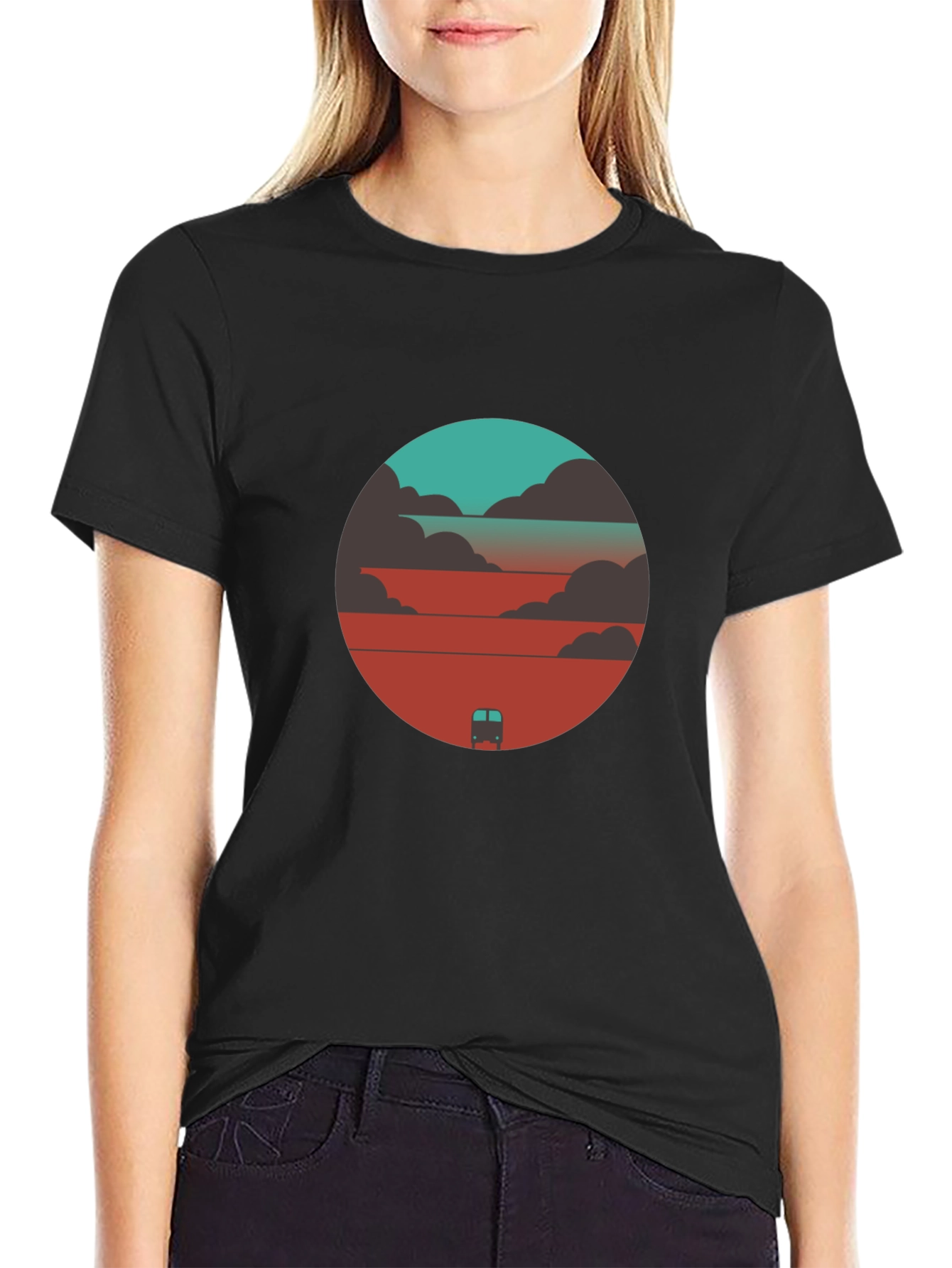 Black Sunset Journey Graphic Tee - Black Cotton Blend view 2