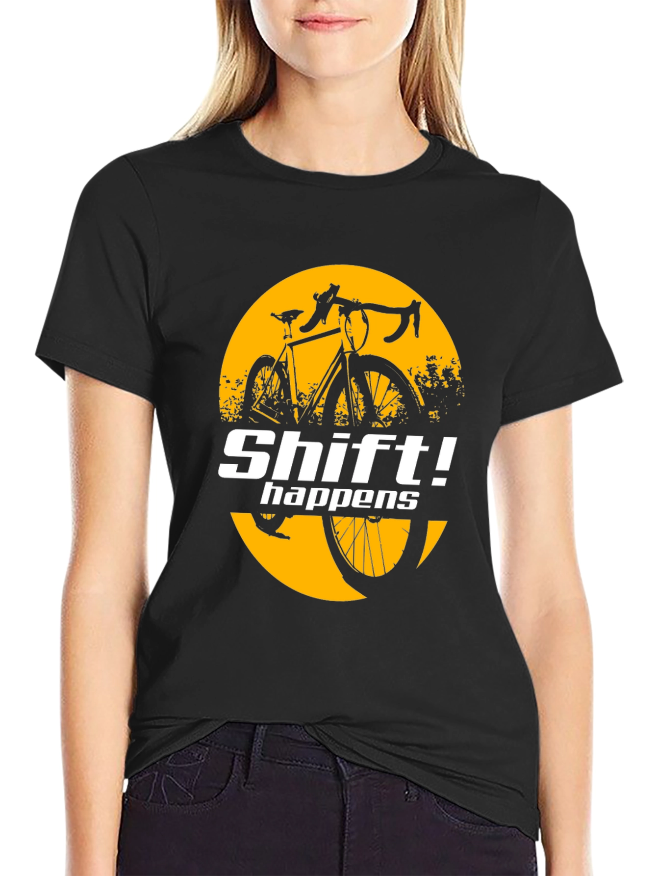 Black Shift Happens Bike Graphic T-Shirt view 2
