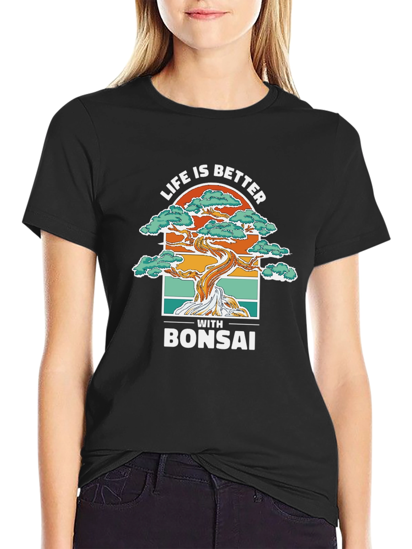 Black Life is Better with Bonsai Graphic T-Shirt view 2