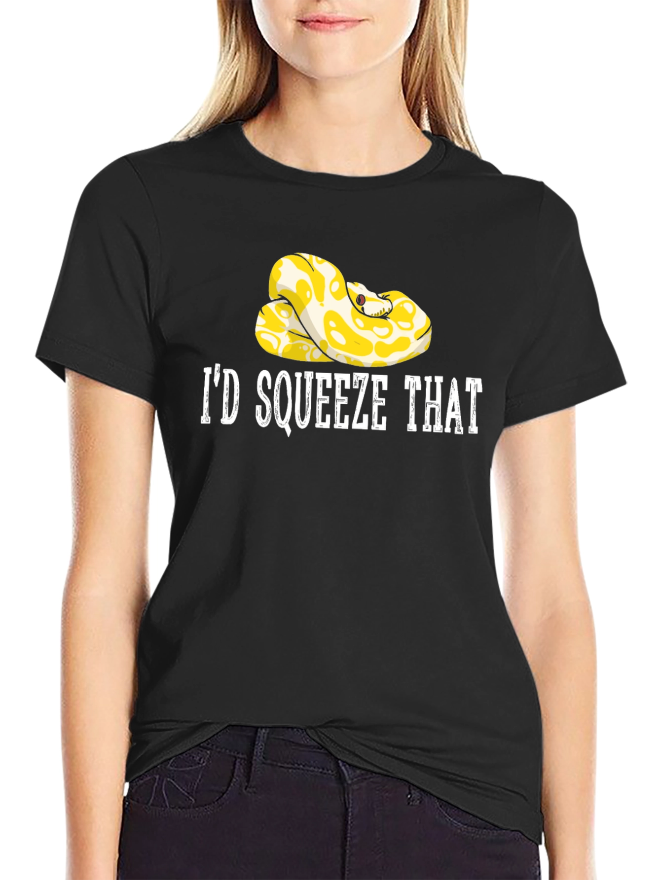 Black I'd Squeeze That Snake Graphic Tee - Novelty T-Shirt view 2