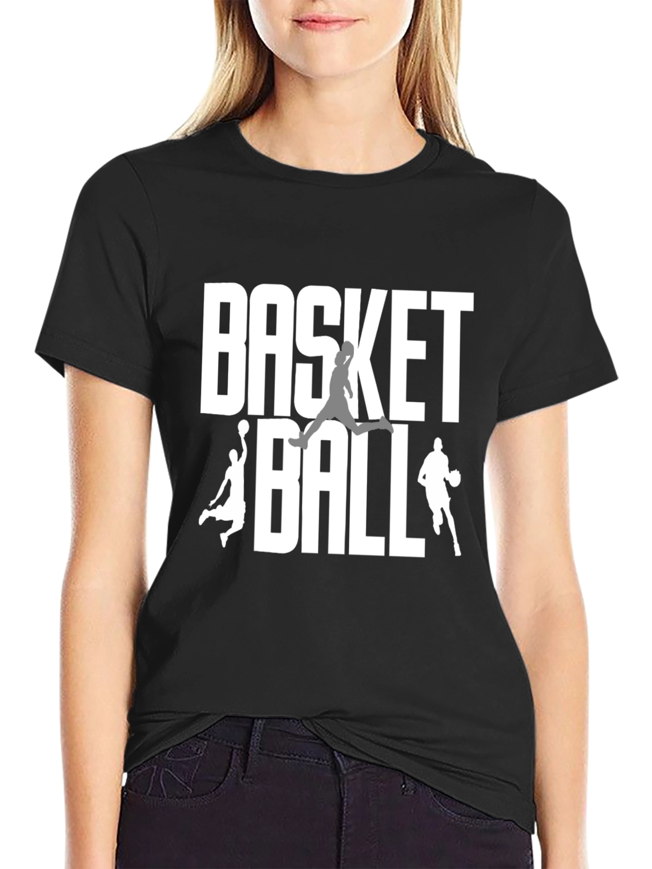 Black Basketball Graphic Tee | Black Cotton Blend T-Shirt view 2