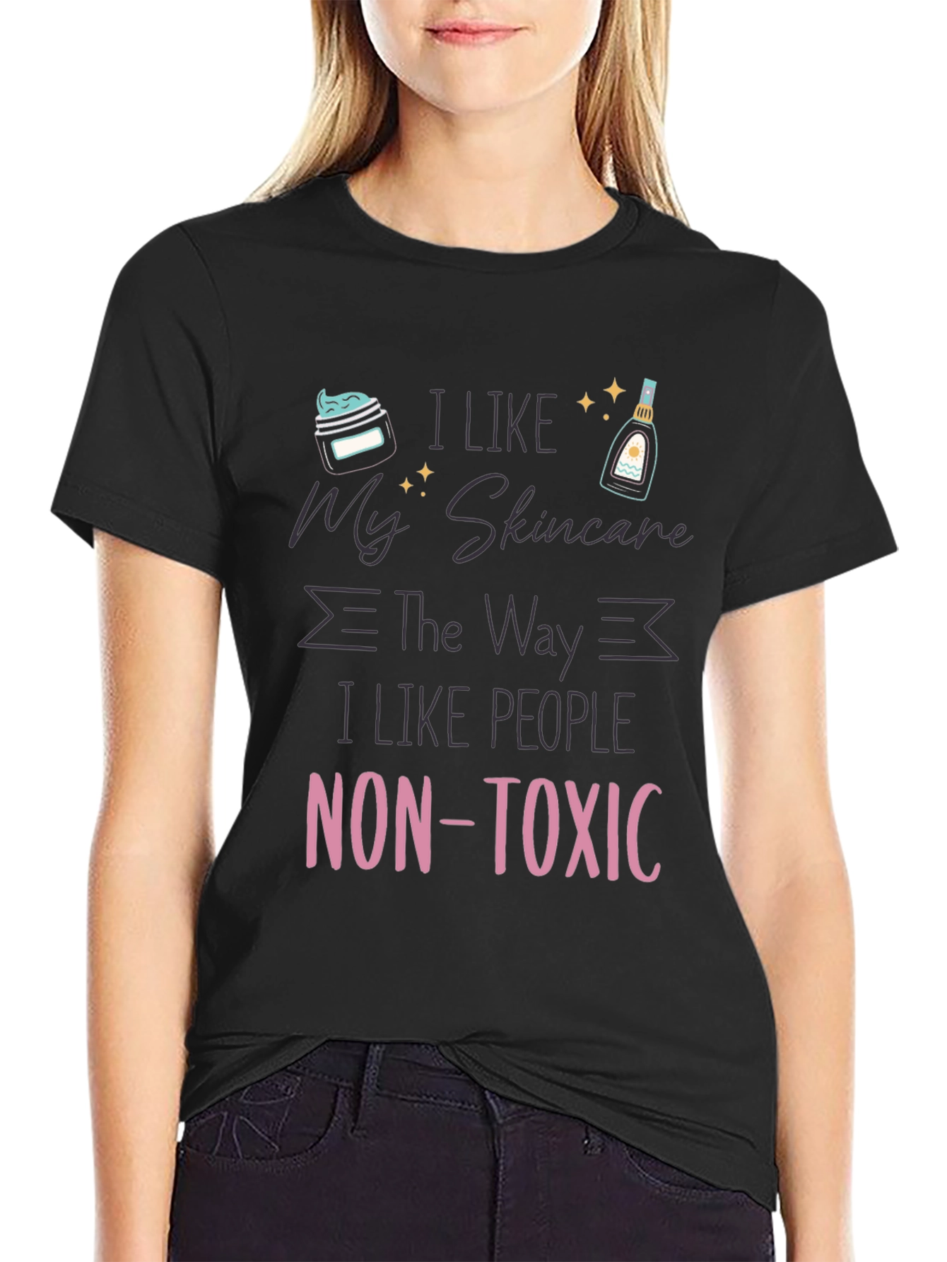 Black Non-Toxic Skincare Lover T-Shirt view 2