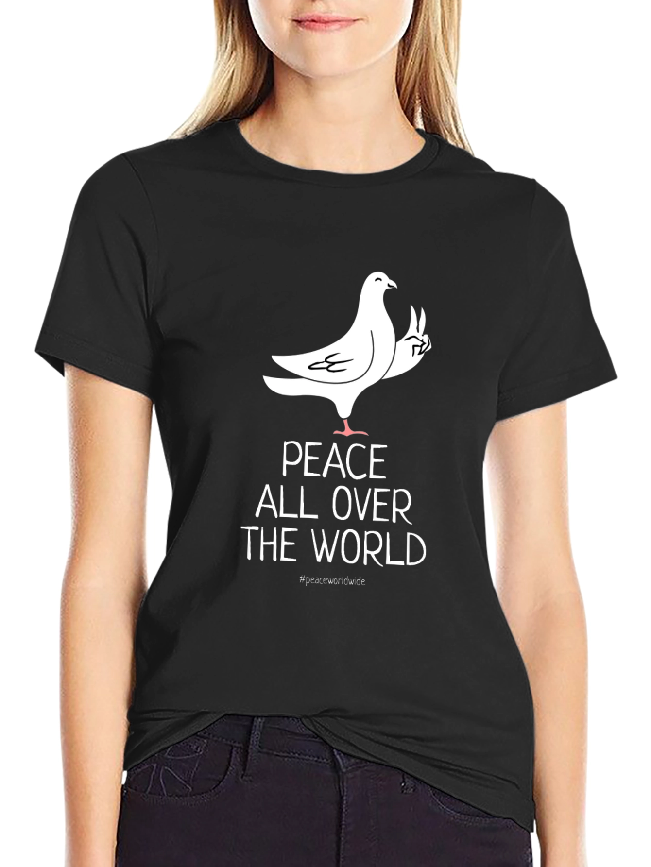 Black Peace Dove Graphic Tee - All Over the World view 2