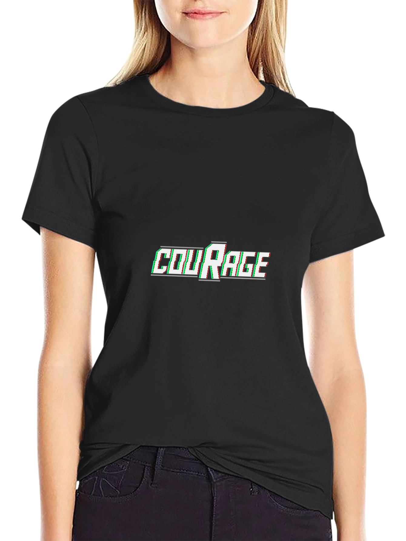 Black Courage Graphic Tee - Black Short Sleeve T-Shirt view 2