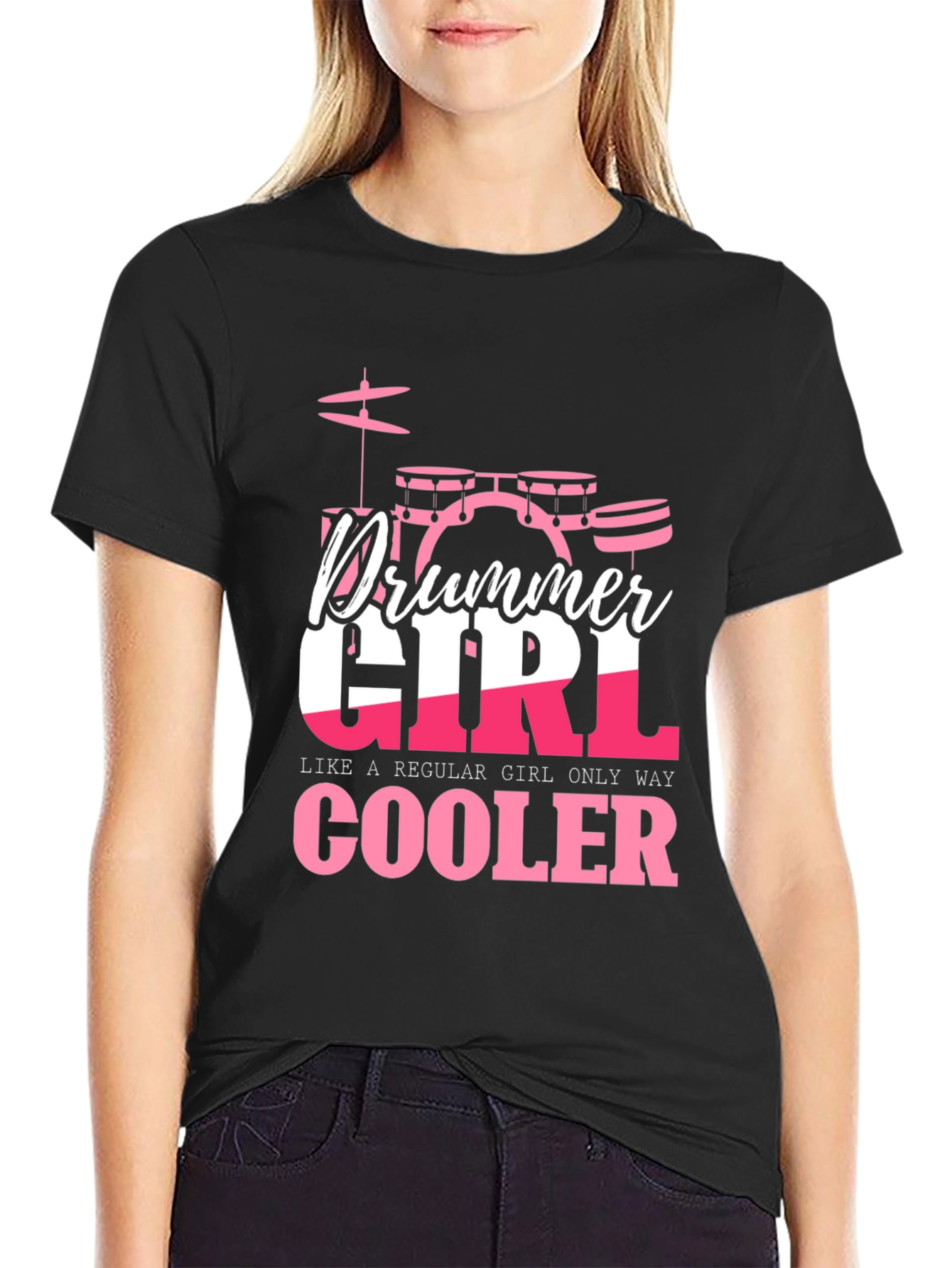 Black Drummer Girl Tee - Cooler Than Regular! view 2