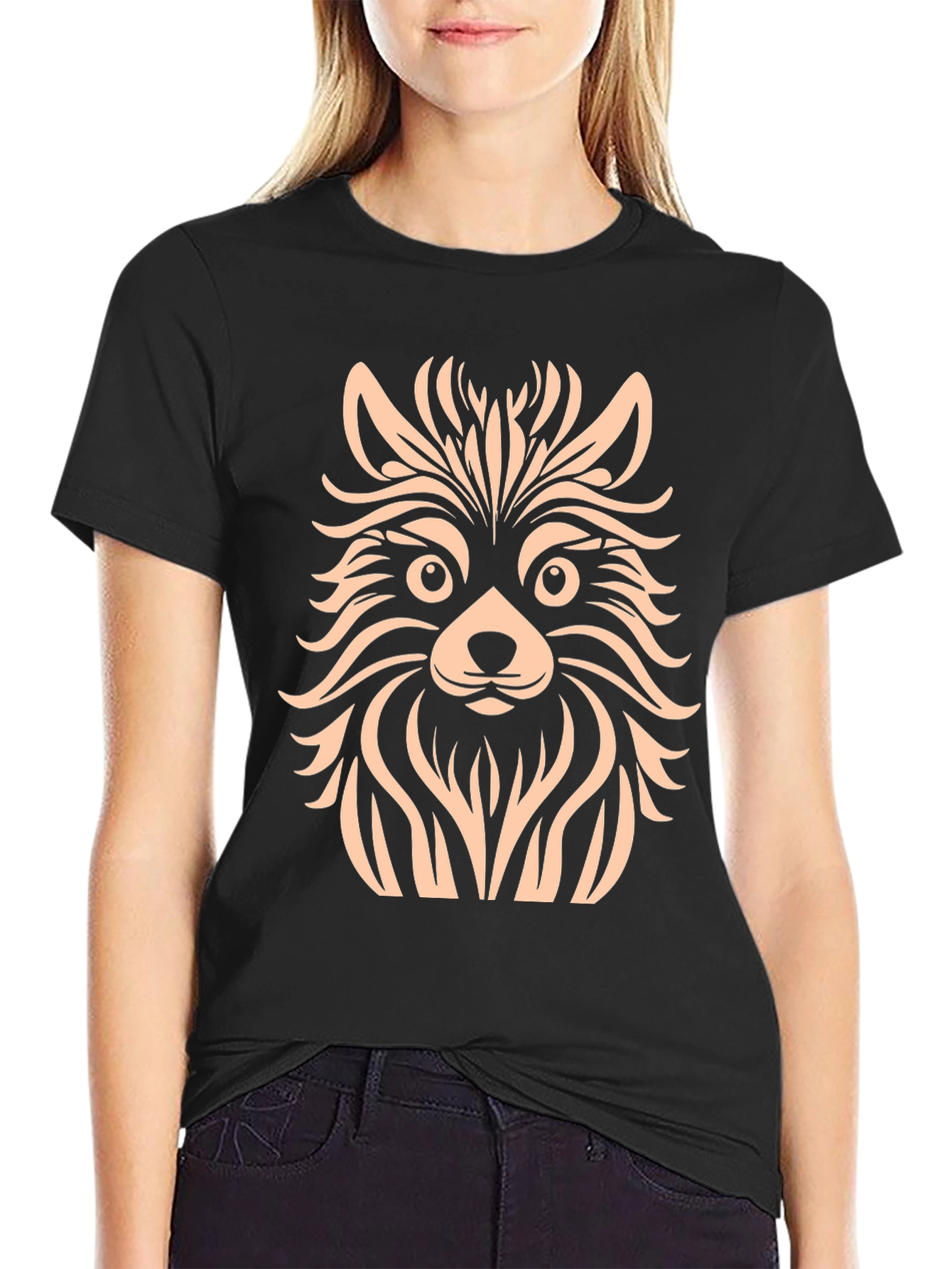 Black Stylish Black T-Shirt with Raccoon Design view 2
