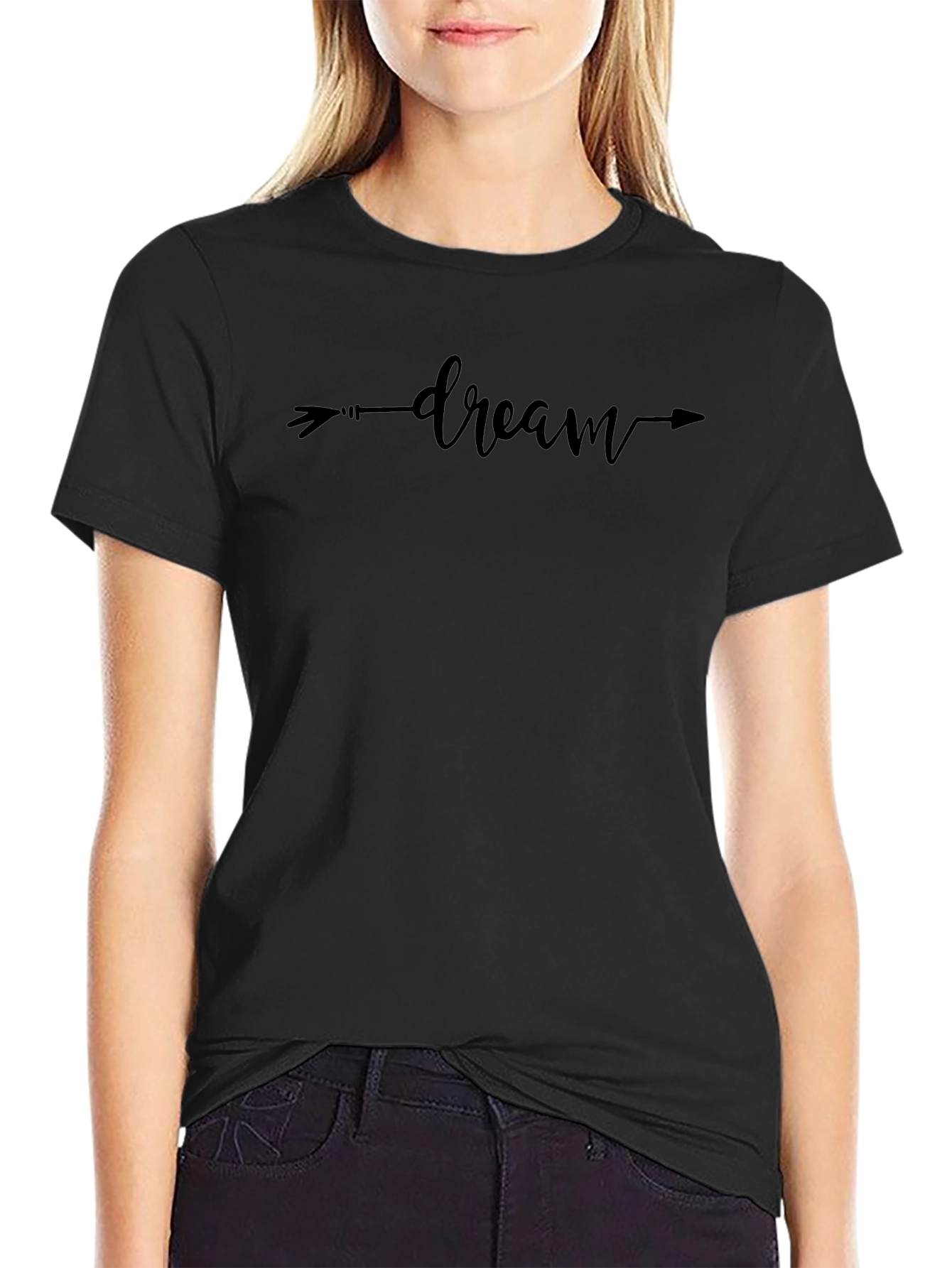 Black Dream Arrow Graphic Tee - Unisex Black Cotton Shirt view 2