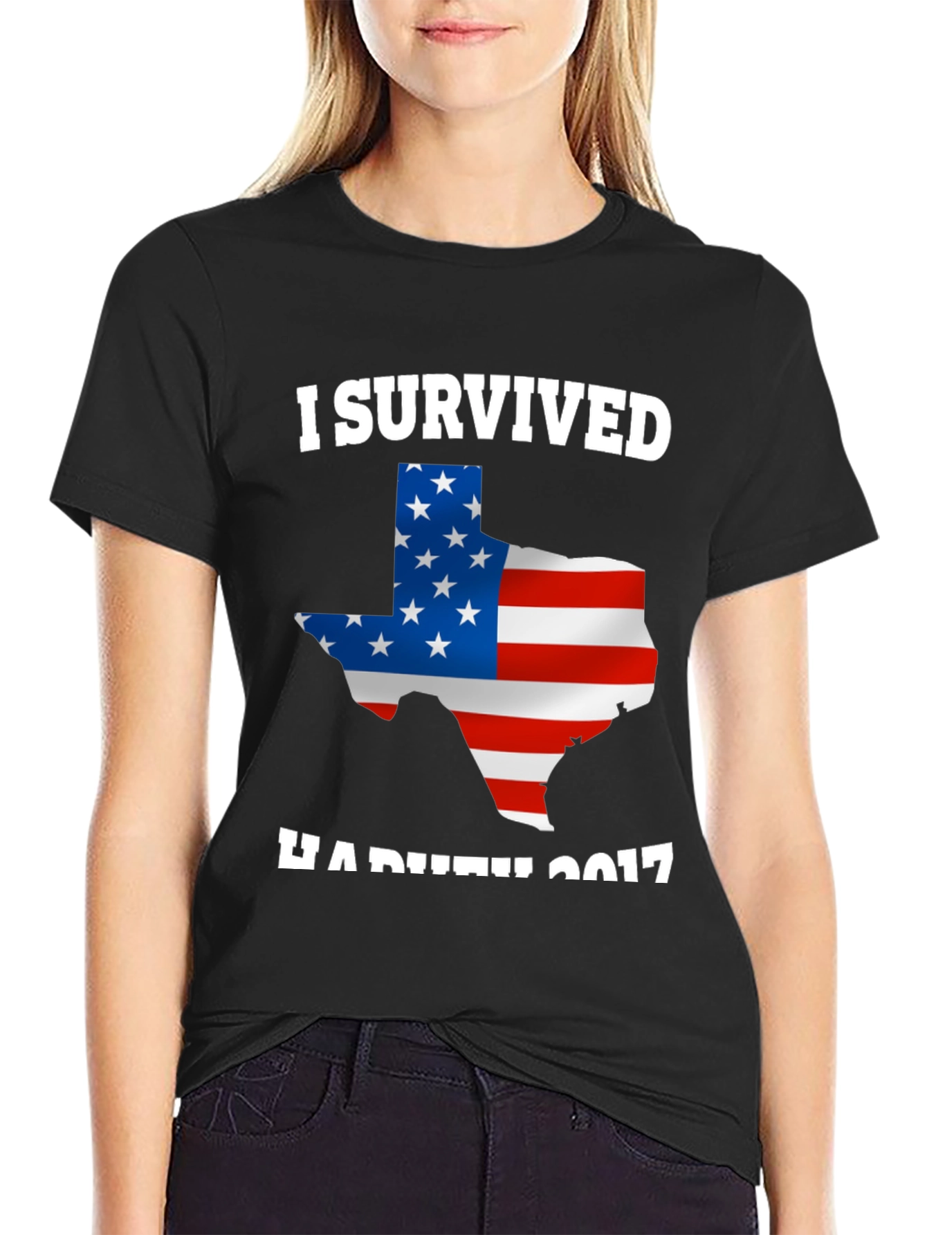 I Survived Hurricane Harvey 2017 Texas USA Flag T-Shirt - 2