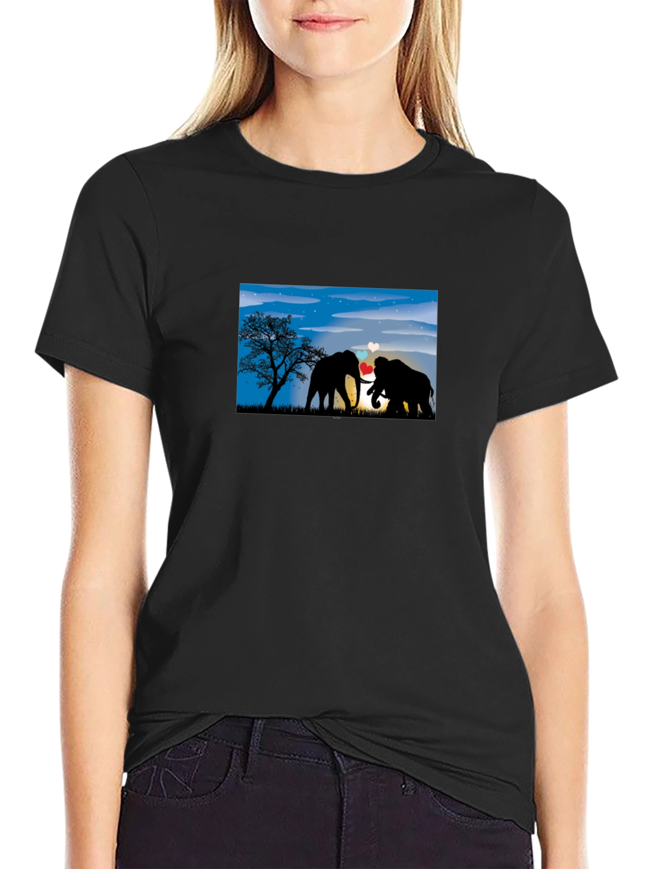 Black Elephant Love T-Shirt - Black Tee view 2