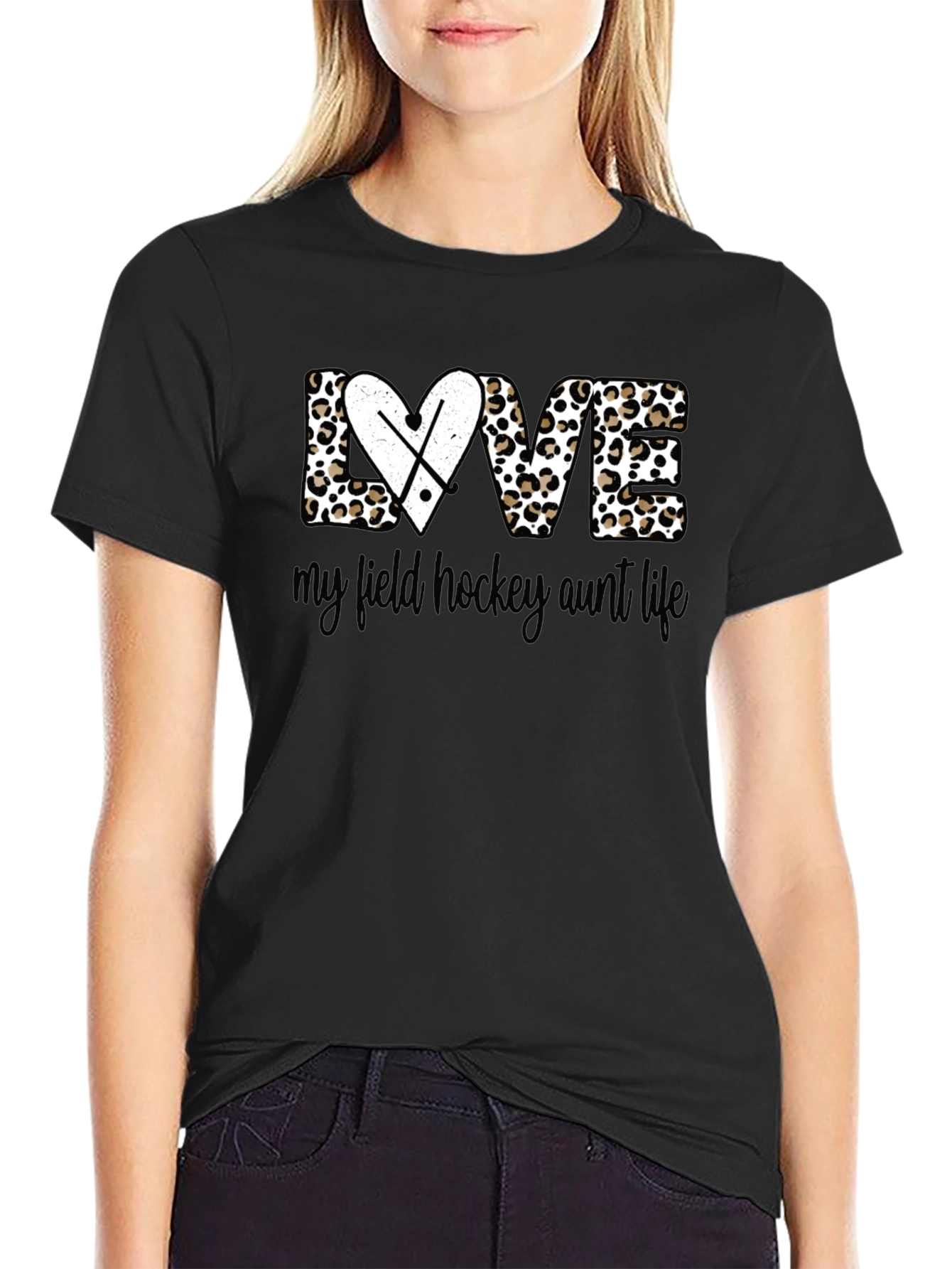 Black Field Hockey Aunt Life Tee view 2