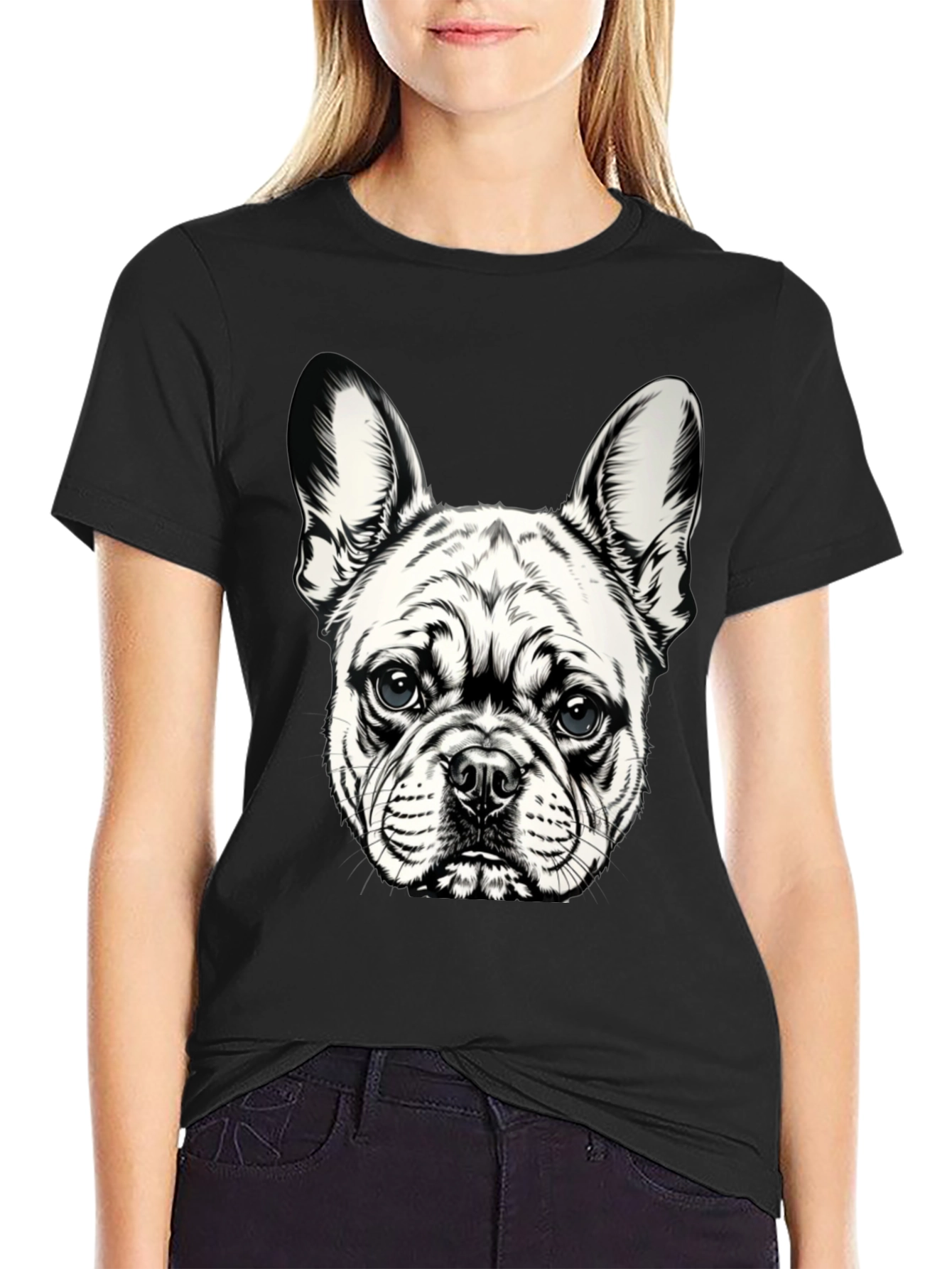 Black Dog Graphic T-Shirt - Black Cotton Blend view 2