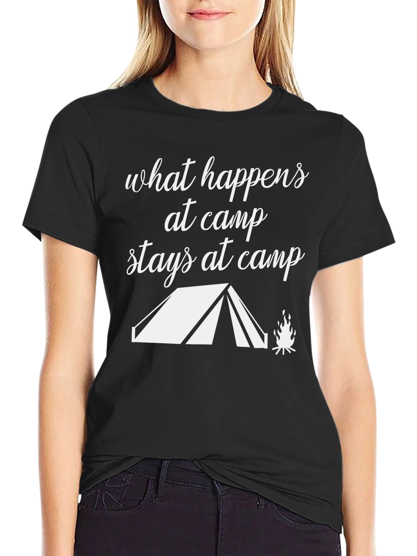 Black Camp Adventure T-Shirt - What Happens at Camp view 2