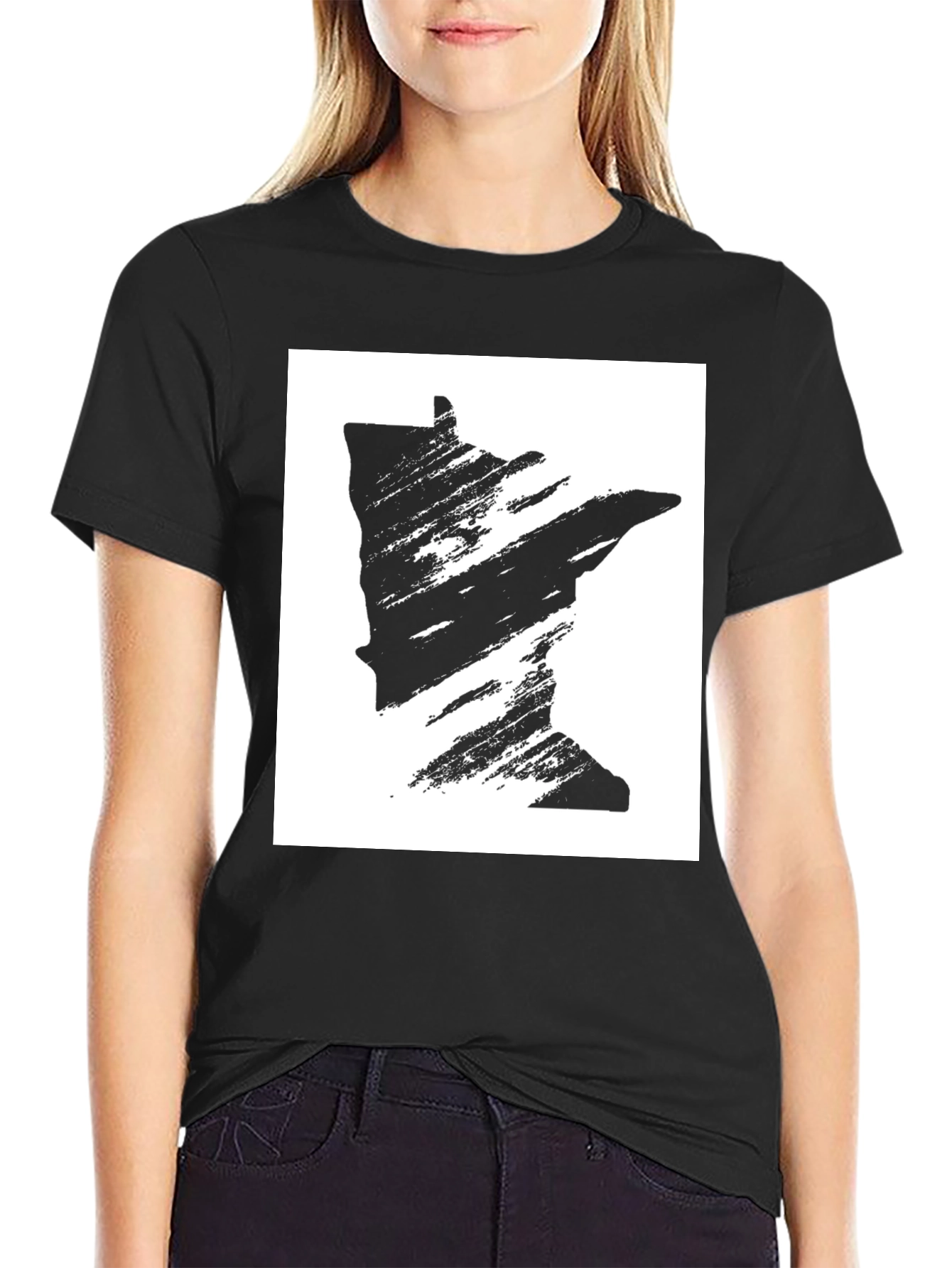 Black Minnesota State Graphic Black T-Shirt view 2