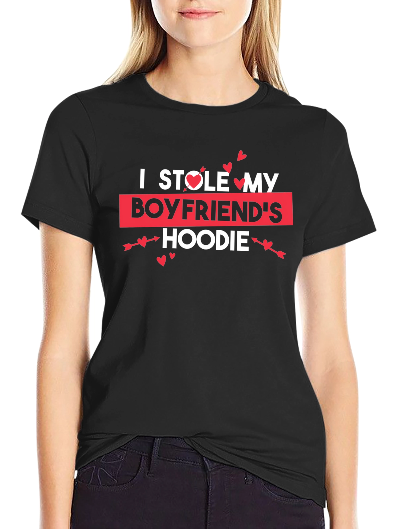 Black I Stole My Boyfriend's Hoodie T-Shirt view 2