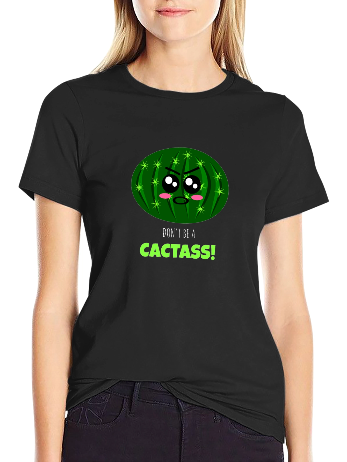 Black Don't be a Cactass! Graphic Tee view 2