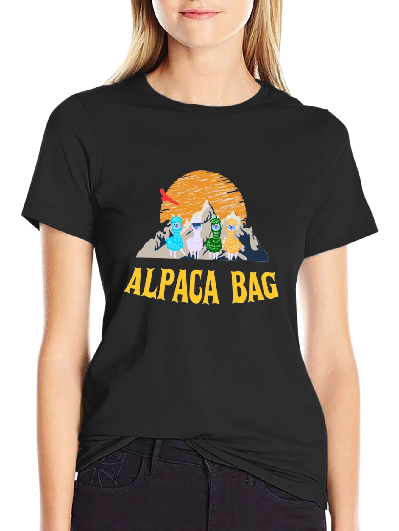 Black Alpaca Bag Graphic T-Shirt - Stylish Cotton Tee view 2