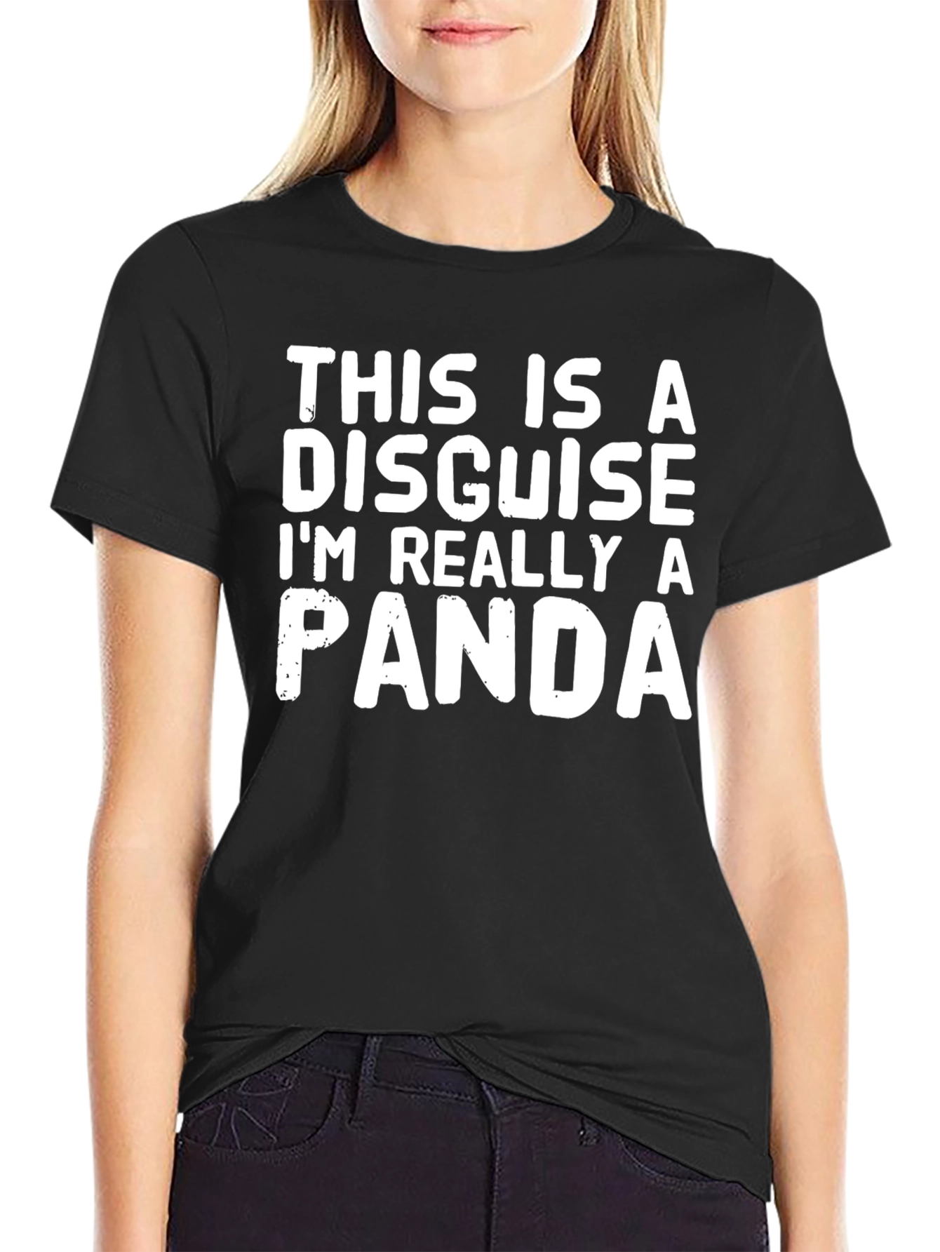 Black Funny Panda Disguise T-Shirt - Novelty Graphic Tee view 2