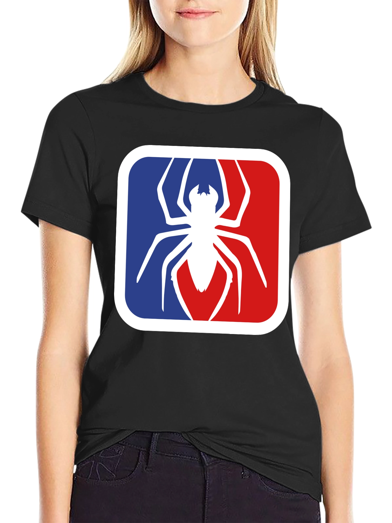 Black Spider Graphic Tee - Black Cotton Blend T-Shirt view 2