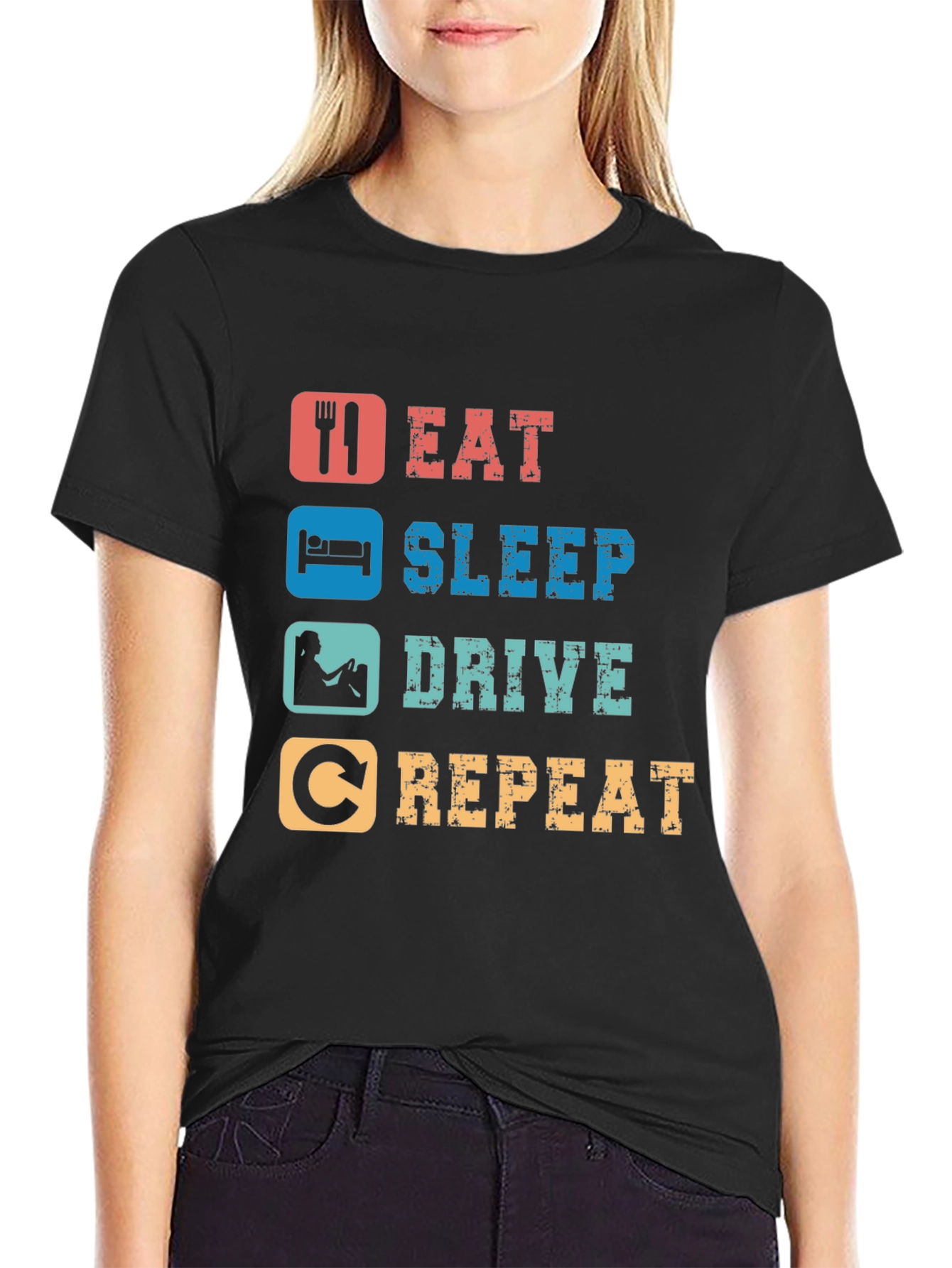 Black Eat Sleep Drive Repeat T-Shirt view 2