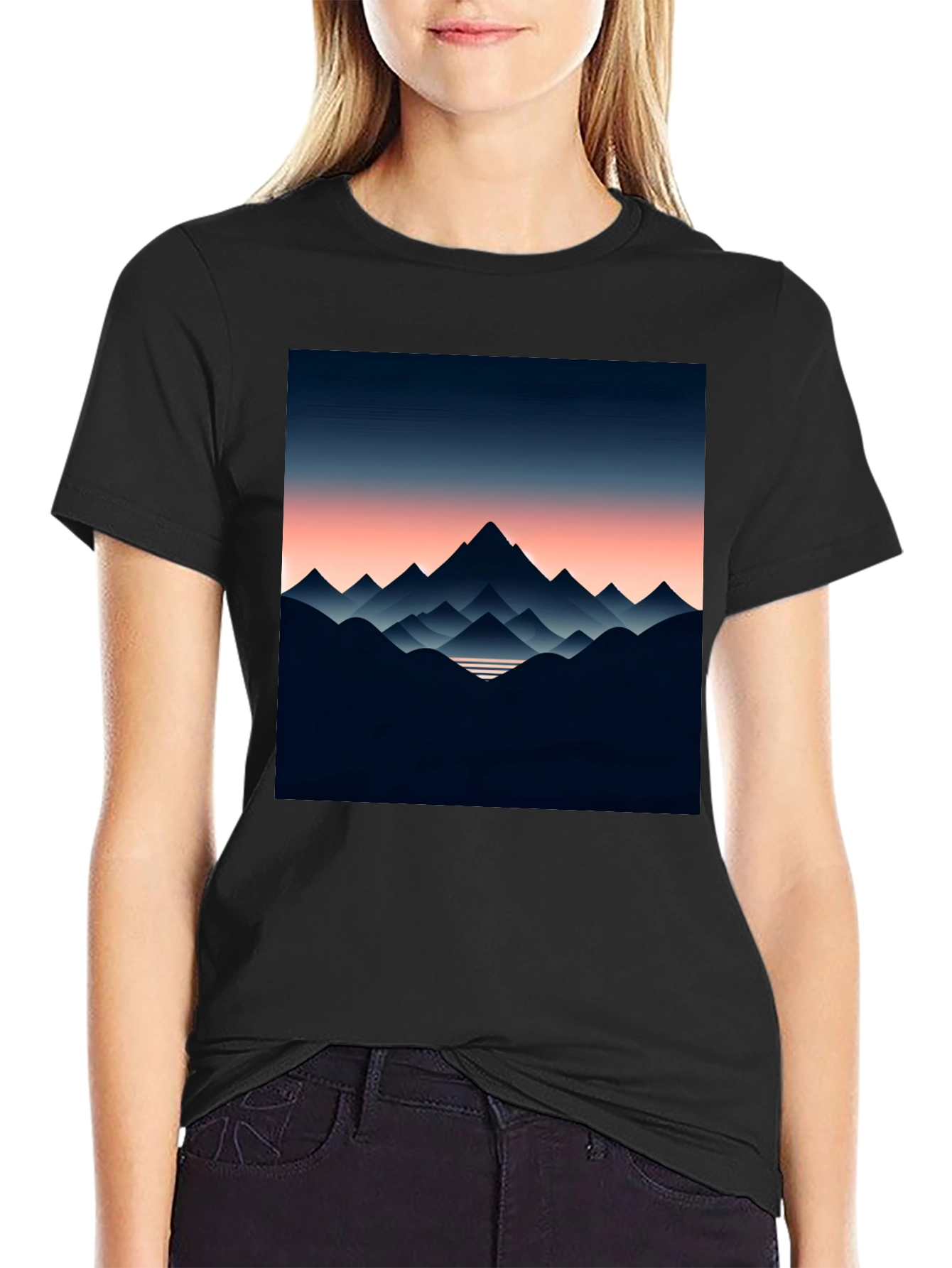 Black Mountain Range Graphic Tee - Stylish Men's Black T-Shirt view 2