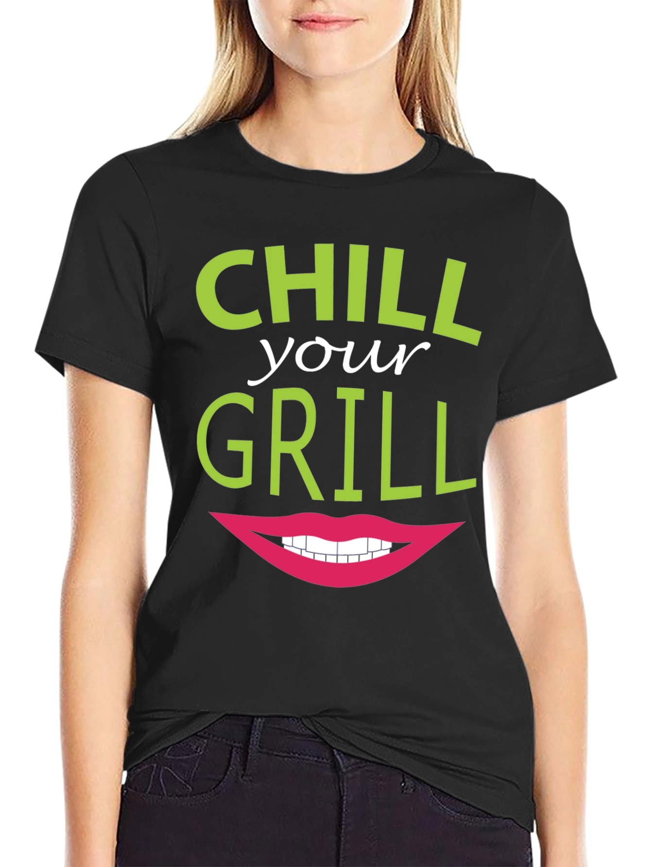Black Chill Your Grill Funny Graphic T-Shirt view 2