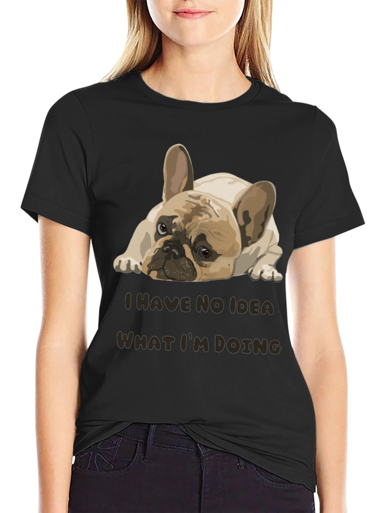 Black Funny Dog Graphic Tee - "No Idea What I'm Doing" view 2
