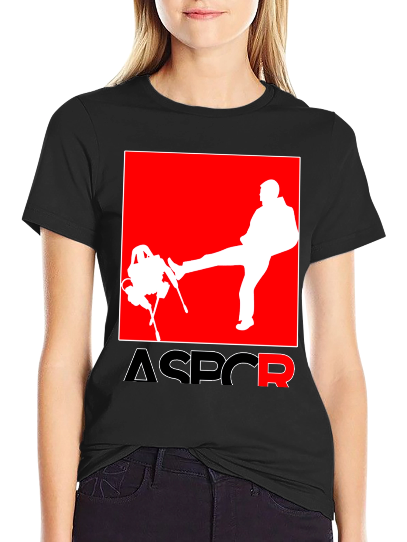 Black ASPCR Graphic Tee - Novelty Humor T-Shirt view 2